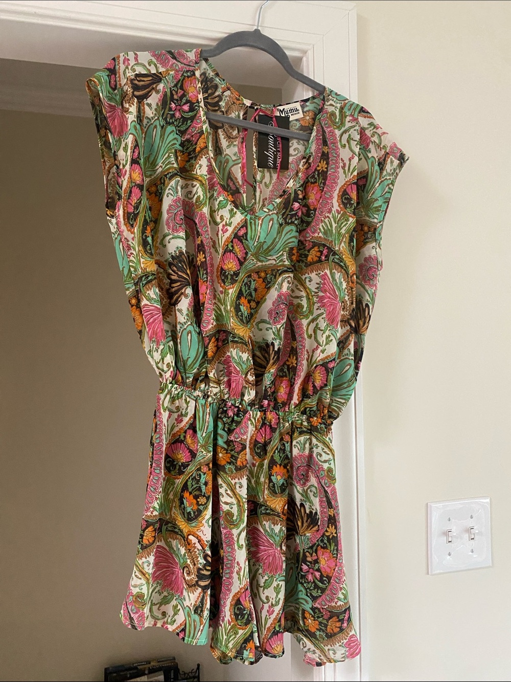 NWT Show Me Your MuMu Rowdy Ladies Green Pink Paisley Jumpsuit Romper Sz M